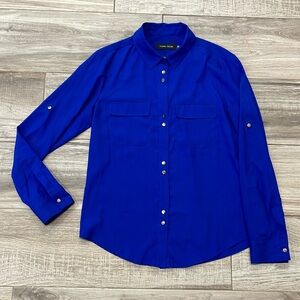 Royal Blue with Gold Button Blouse by Ivanka Trump